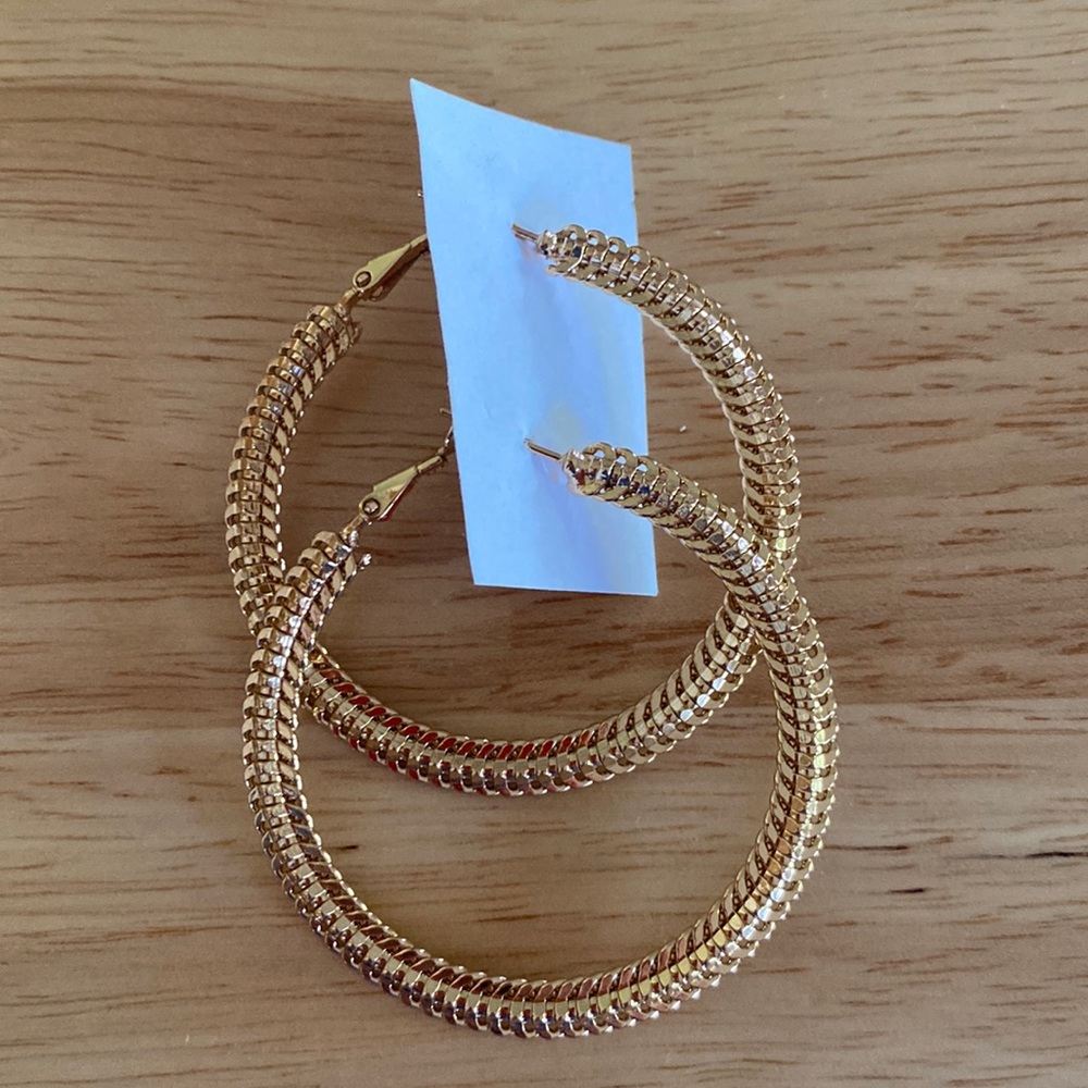 Two Inch Hoop Earrings Gold
